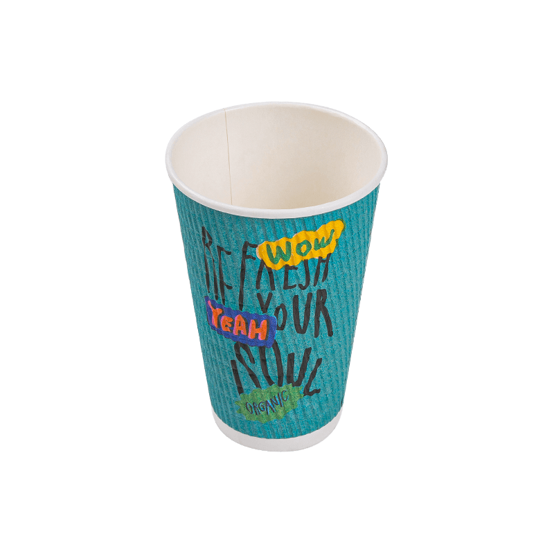 Disposable ripple wall coffee cups 16oz bulk wholesale takeout coffee cup eco-friendly recyclable paper insulated
